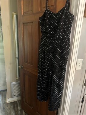 Old Navy Black Polka Dot Spaghetti Strap Jumpsuit